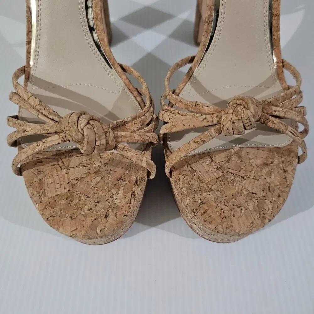 Paige Candice Cork Platform Sandal Womens Size 10 Strappy Chunky Block High Heel